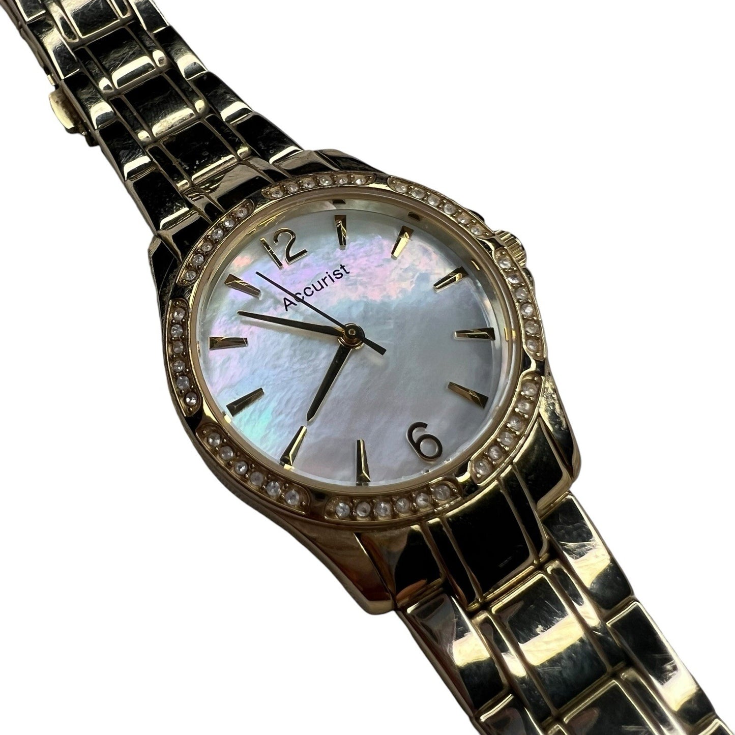 Accurist Mother Of Pearl Stainless Steel Golden Women’s Watch 1U01 Working
