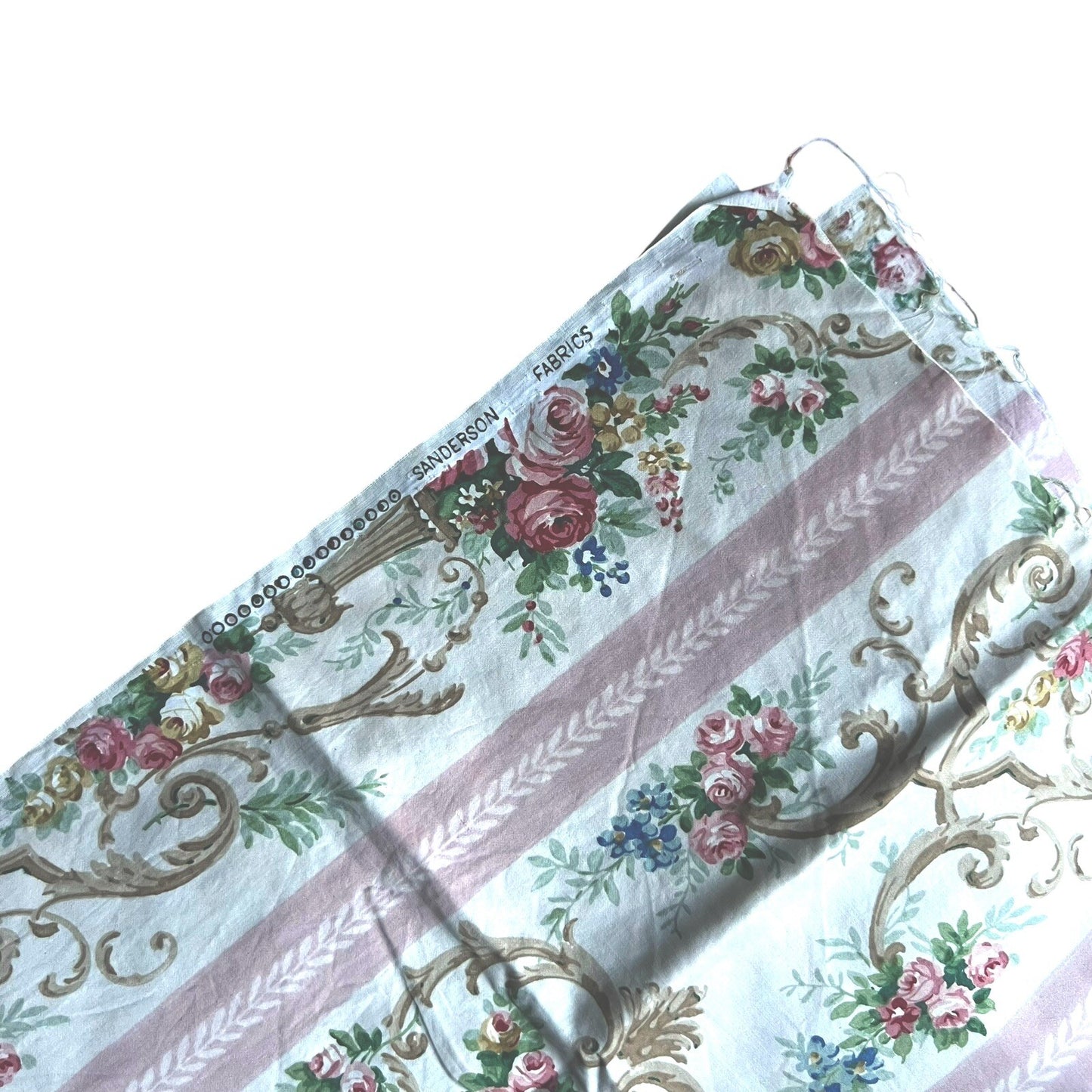 2 Vintage Sanderson Fabric Shabby Chic Rose Upholstery Original Archive 1950s