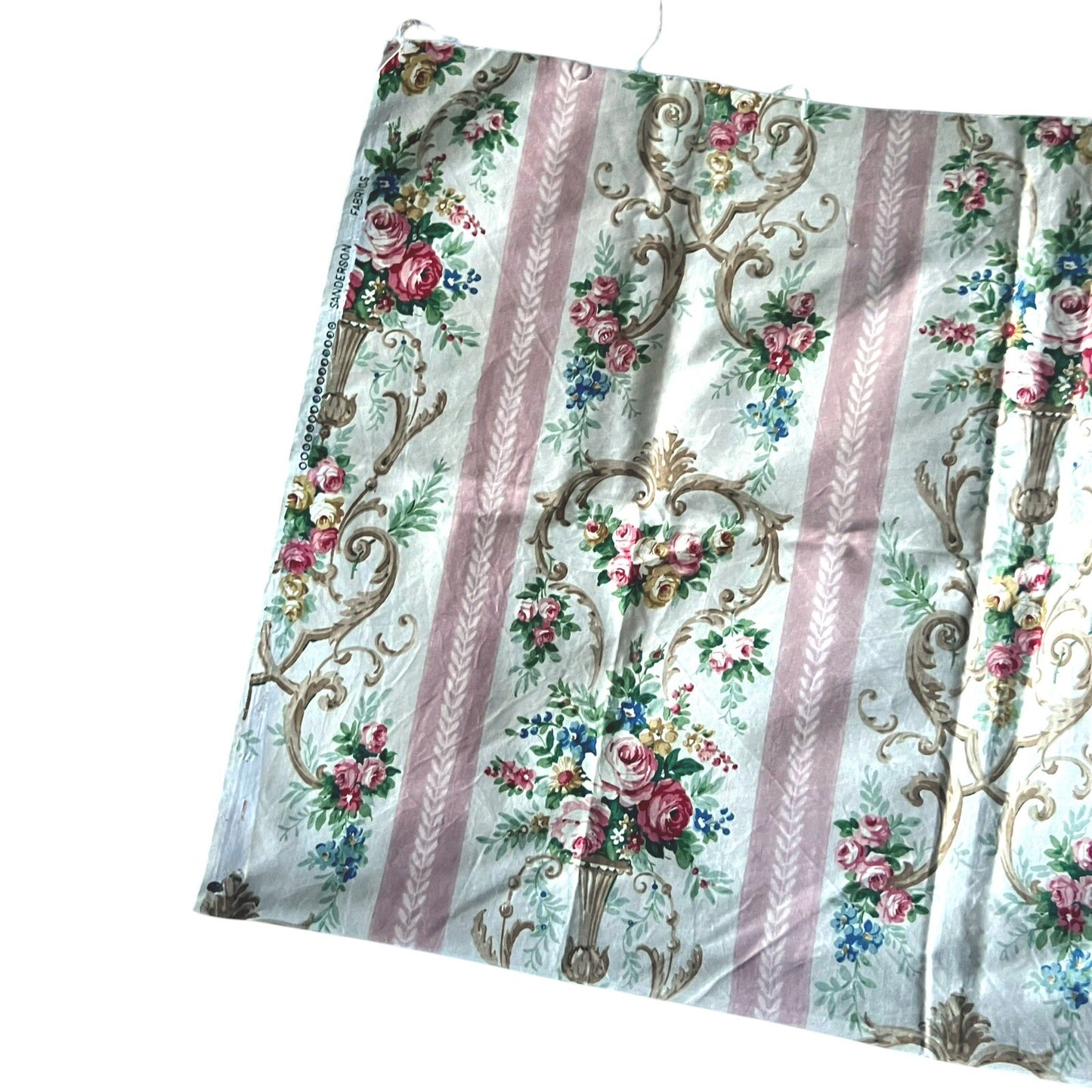 2 Vintage Sanderson Fabric Shabby Chic Rose Upholstery Original Archive 1950s