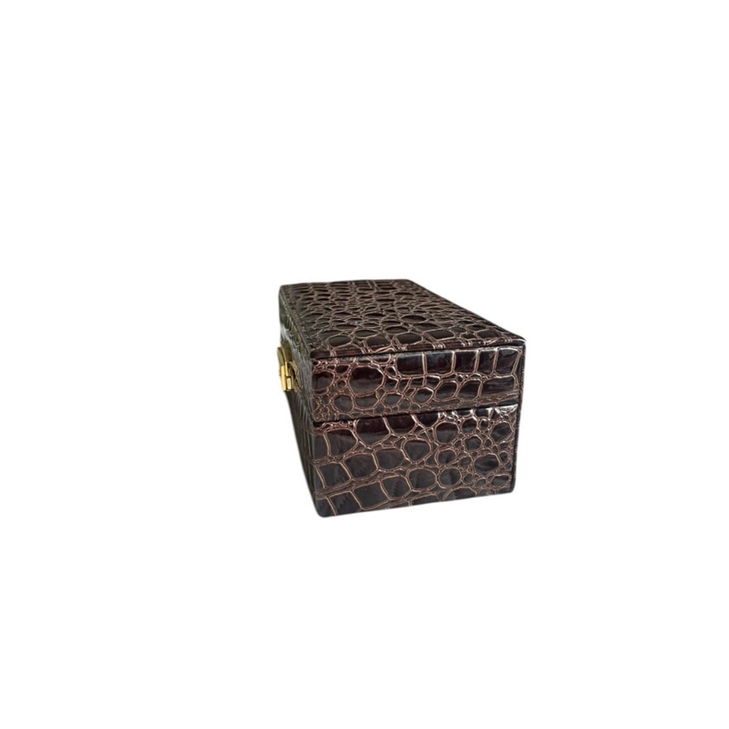Brown Croc Faux Leather Jewellery Box
