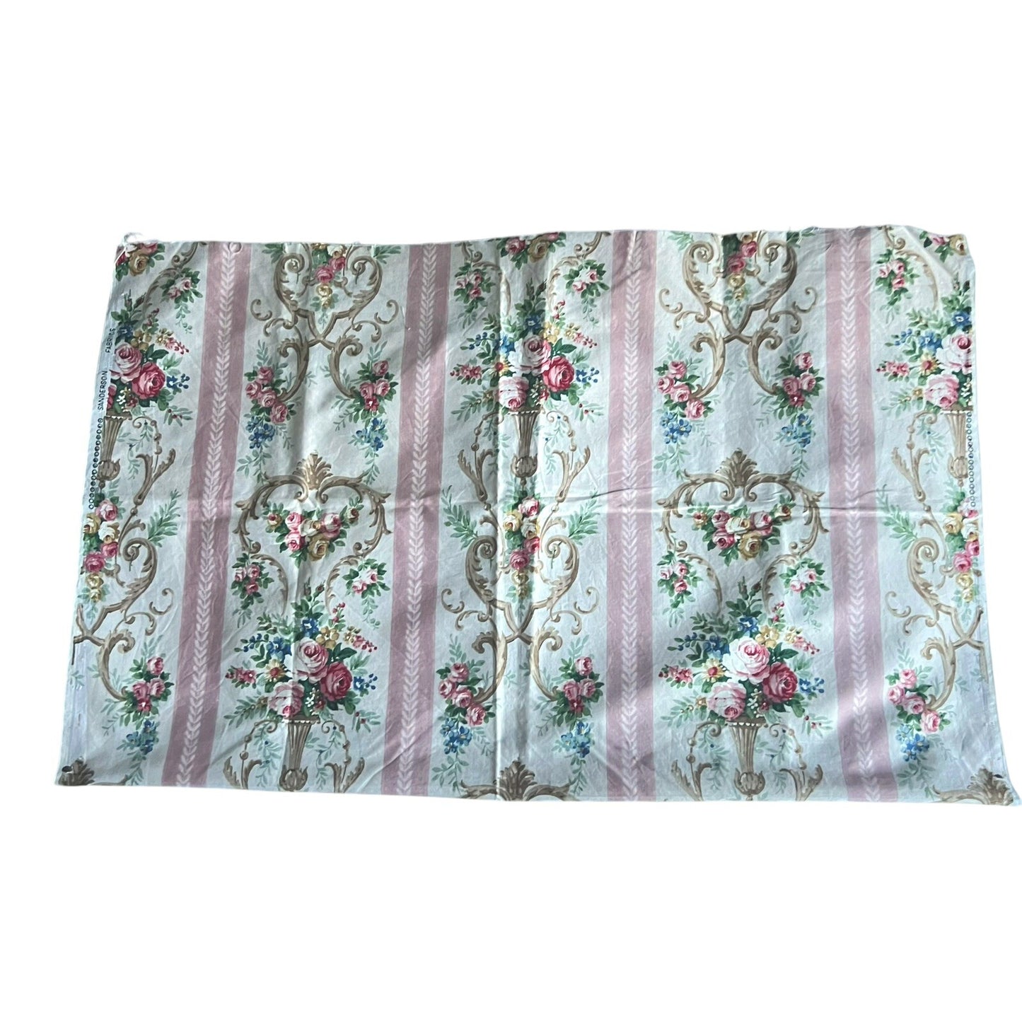 2 Vintage Sanderson Fabric Shabby Chic Rose Upholstery Original Archive 1950s