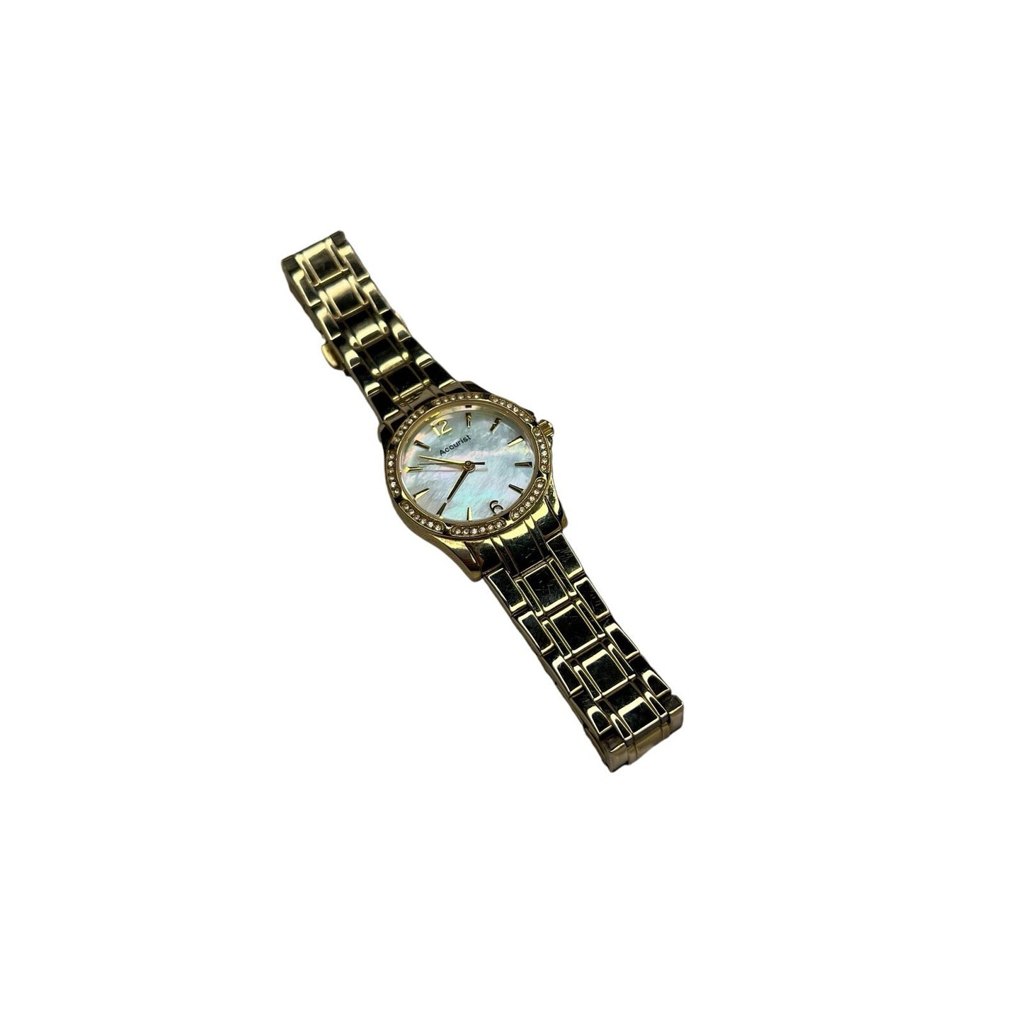 Accurist Mother Of Pearl Stainless Steel Golden Women’s Watch 1U01 Working