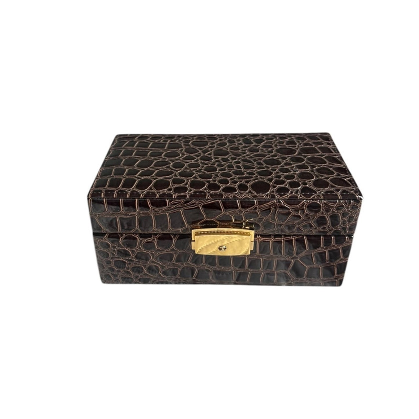 Brown Croc Faux Leather Jewellery Box