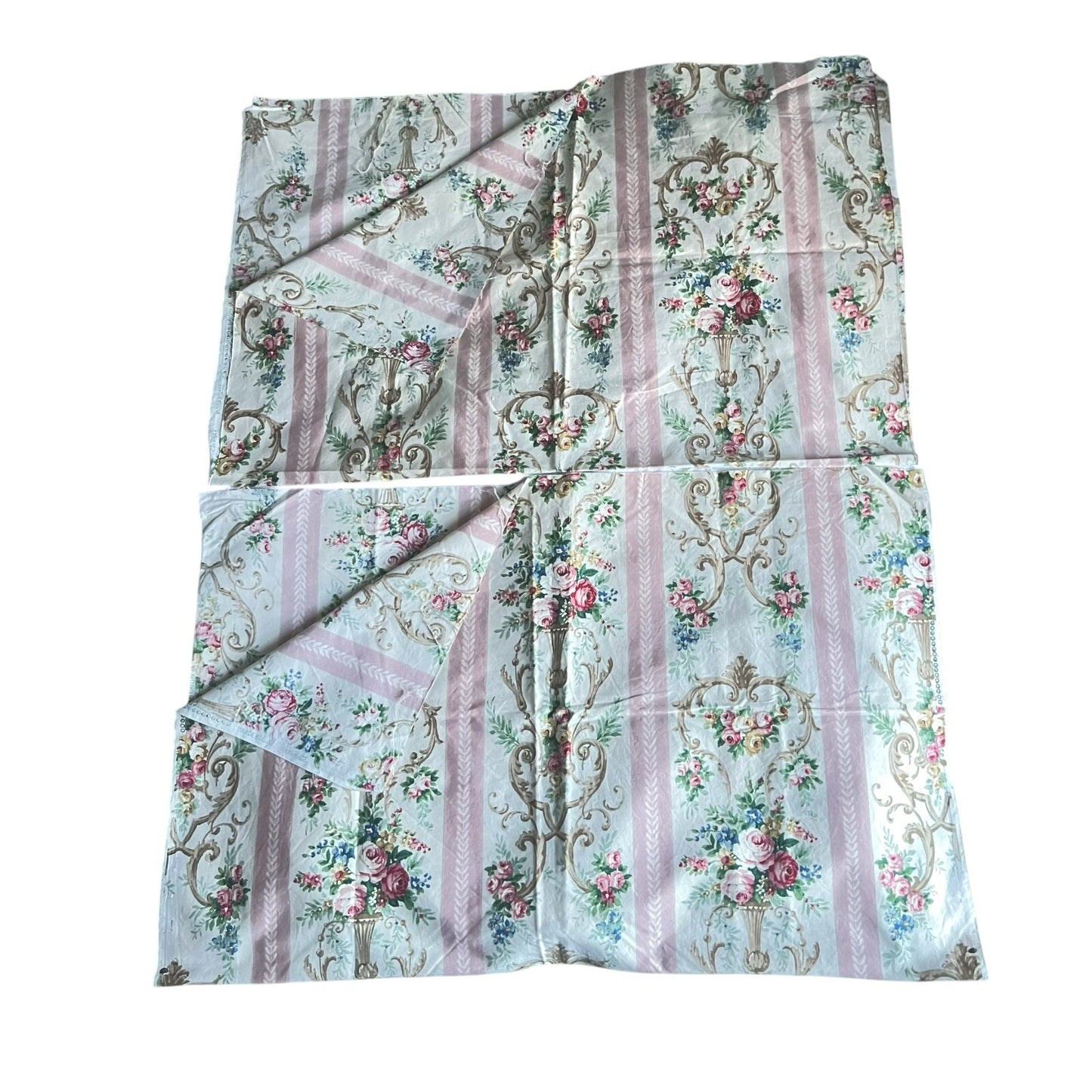 2 Vintage Sanderson Fabric Shabby Chic Rose Upholstery Original Archive 1950s