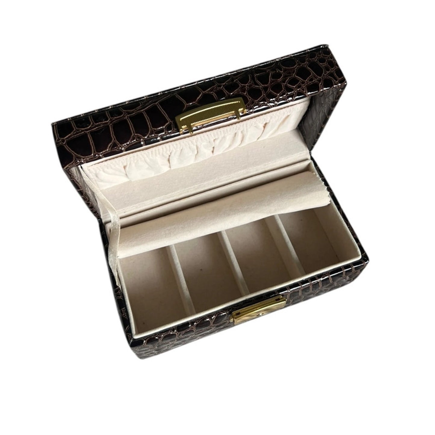 Brown Croc Faux Leather Jewellery Box