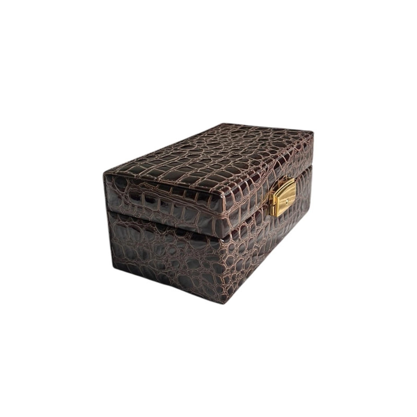 Brown Croc Faux Leather Jewellery Box