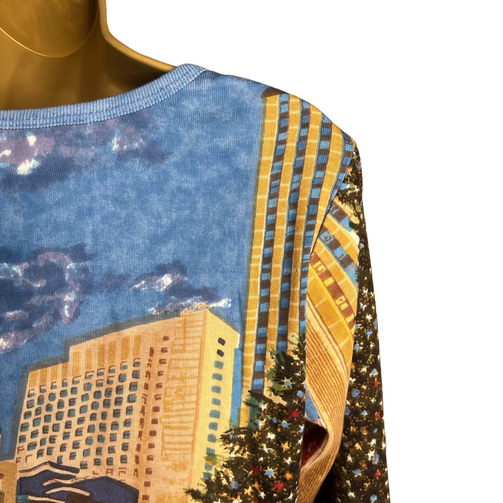 Artscape Womens Christmas Top New York Scene Sequin Size S Multicolour Funky