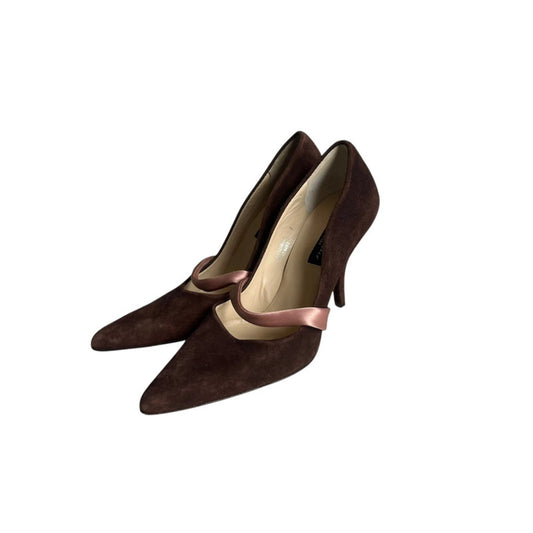 Brown Pink Suede Stulettos UK 6