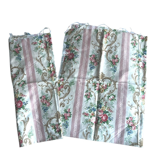 2 Vintage Sanderson Fabric Shabby Chic Rose Upholstery Original Archive 1950s