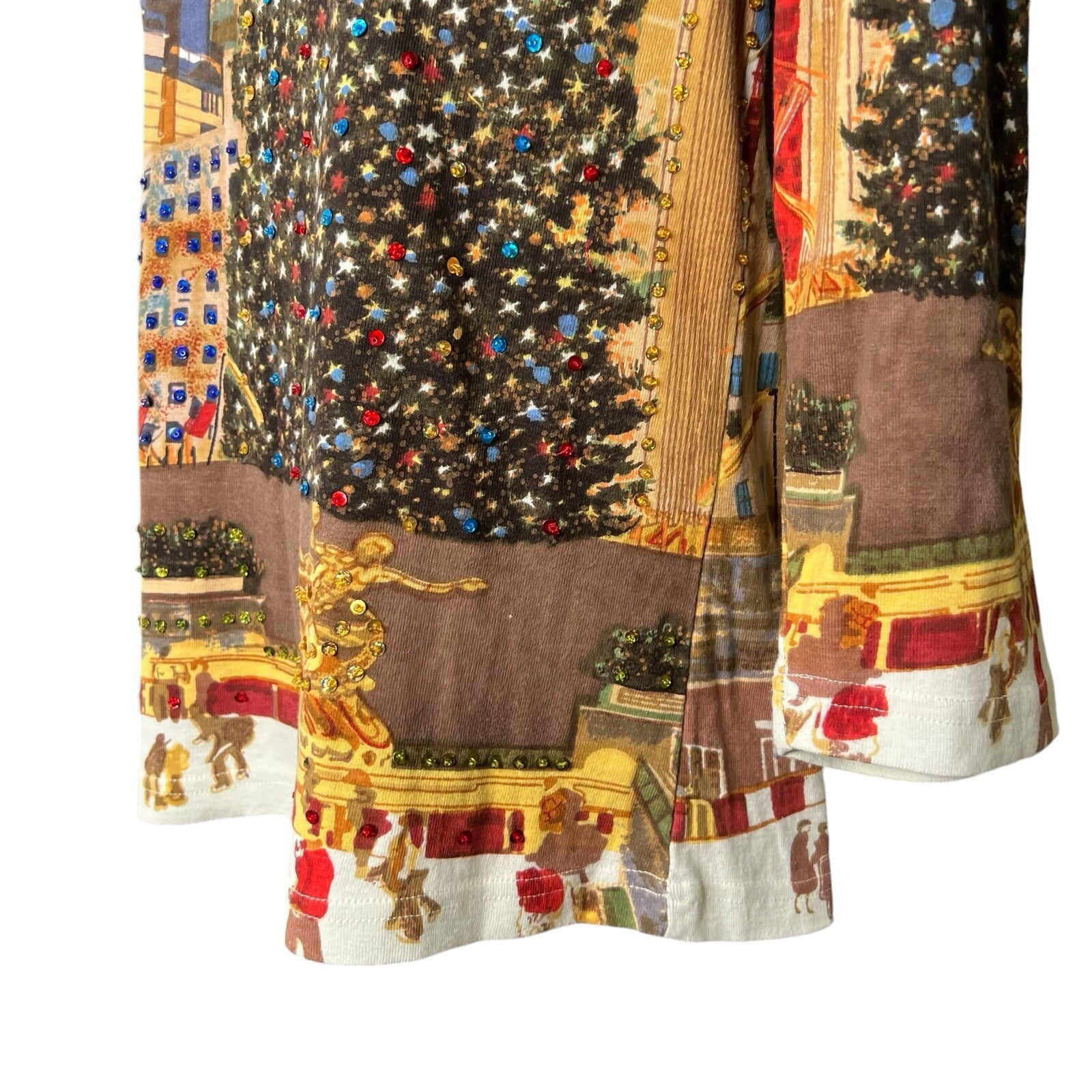Artscape Womens Christmas Top New York Scene Sequin Size S Multicolour Funky