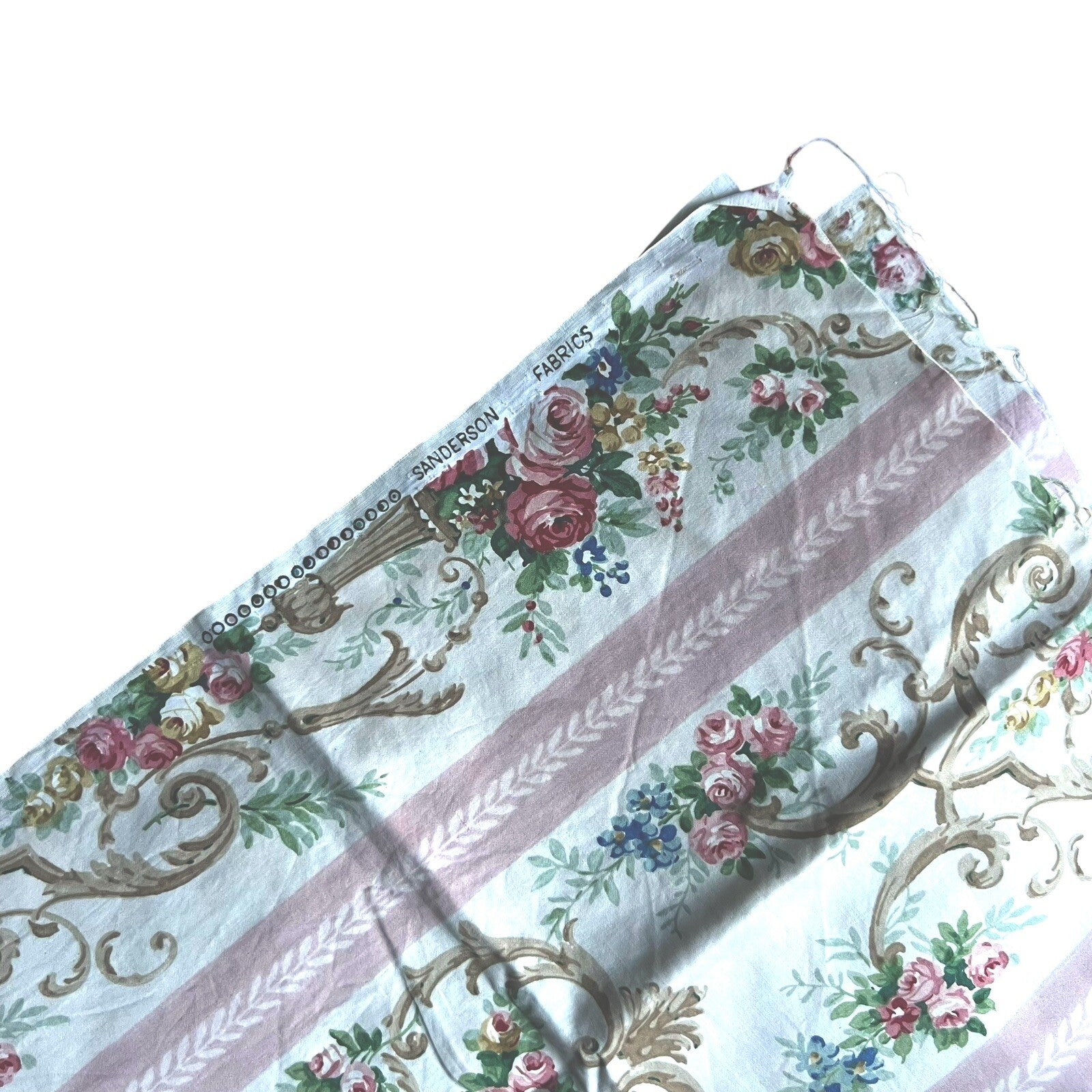 2 Vintage Sanderson Fabric Shabby Chic Rose Upholstery Original Archive 1950s