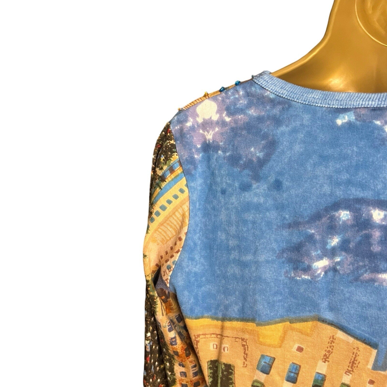 Artscape Womens Christmas Top New York Scene Sequin Size S Multicolour Funky