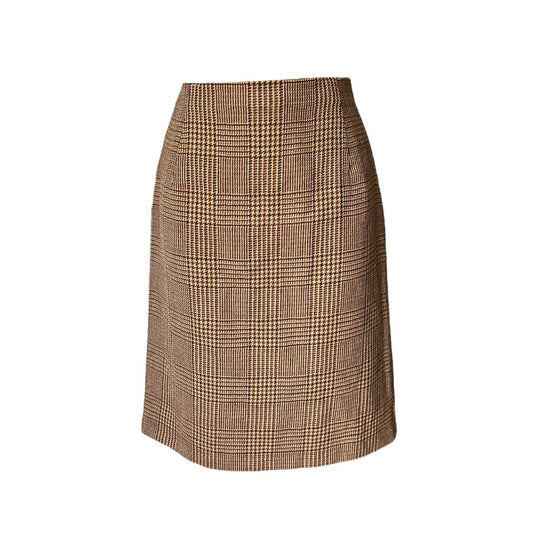 Brown Women’s Skirt St Michael High Waisted Pure New Wool Checked Size M Medium