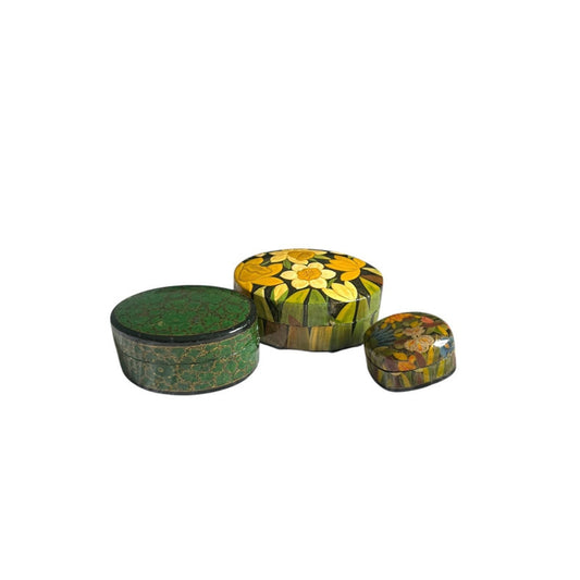 3 Hand Painted Trinket Boxes