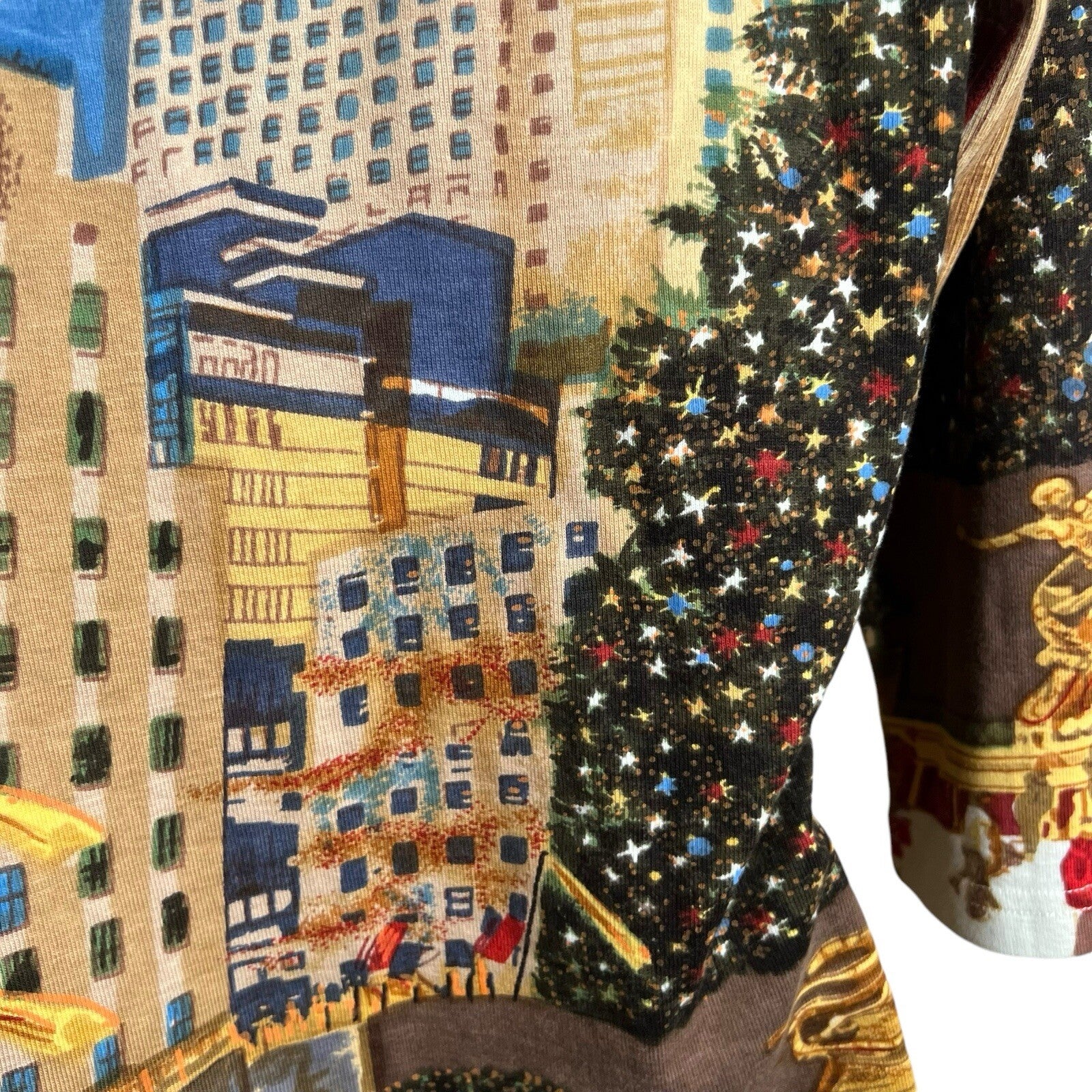 Artscape Womens Christmas Top New York Scene Sequin Size S Multicolour Funky