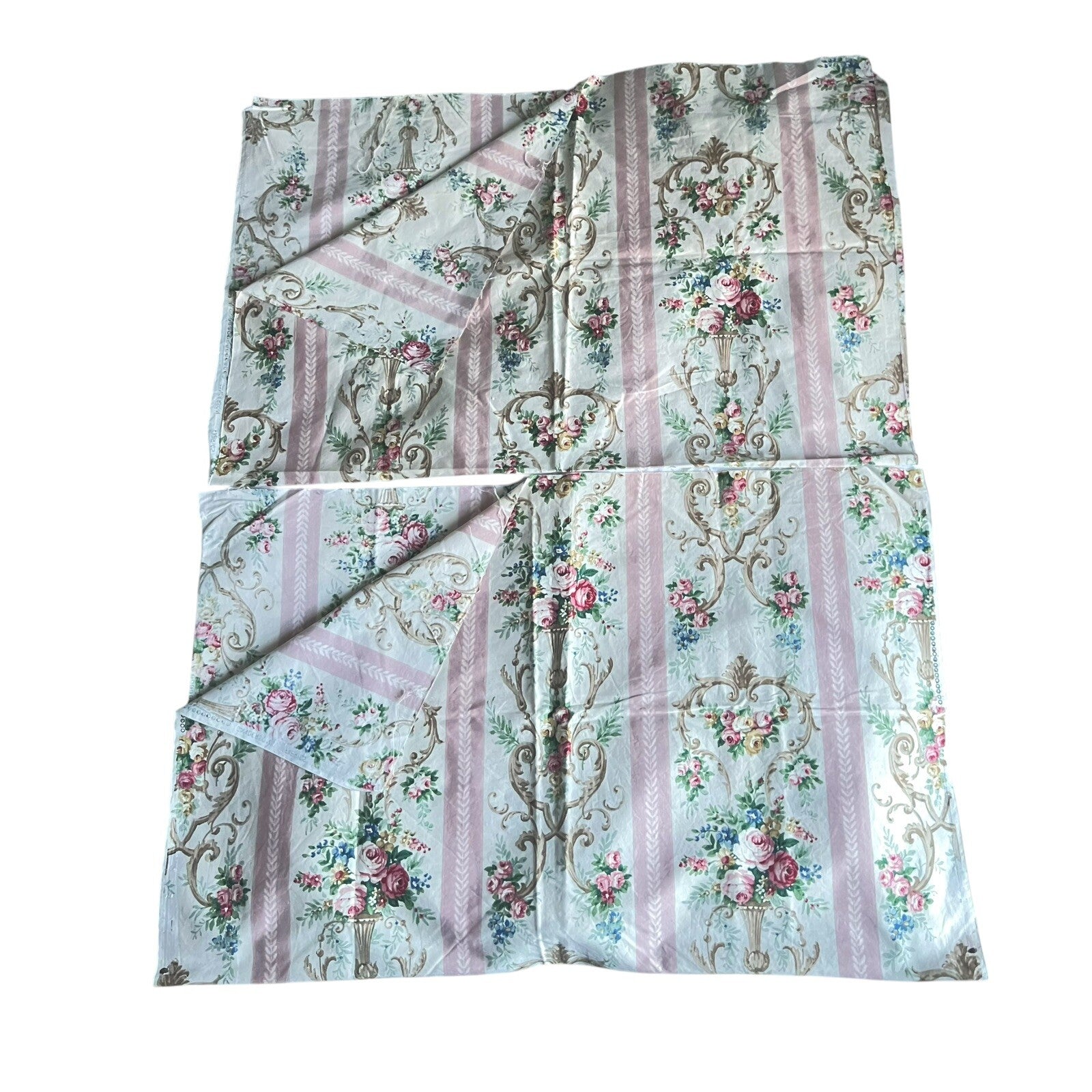 2 Vintage Sanderson Fabric Shabby Chic Rose Upholstery Original Archive 1950s